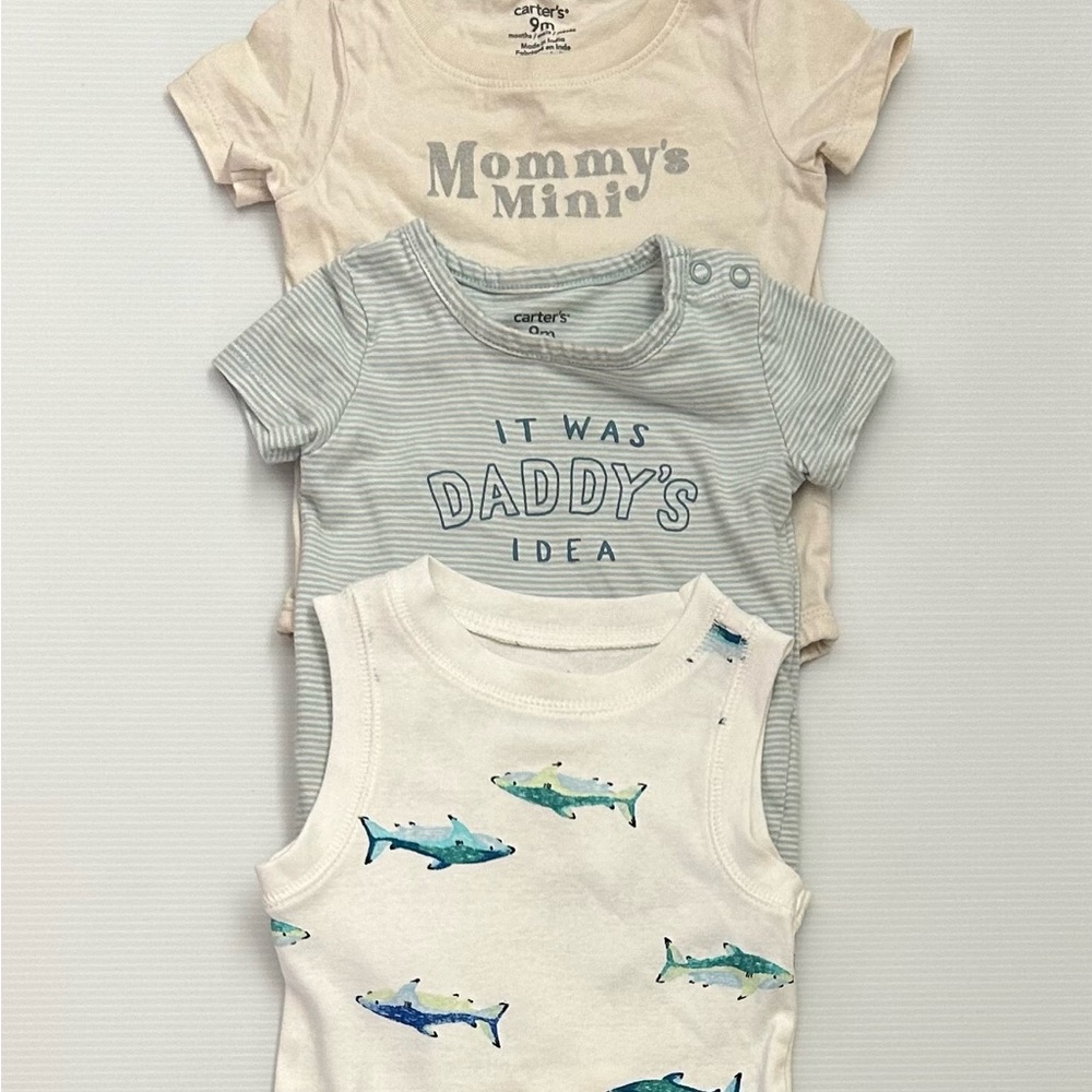 Carter's Baby Bodysuit Trio - Cream, Gray, Blue